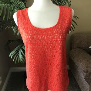 Ann Taylor orange sleeveless lined top